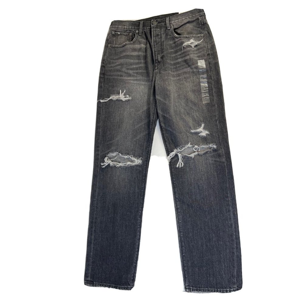 New American Eagle Long High Rise 90s Boyfriend Distressed Jeans Black
